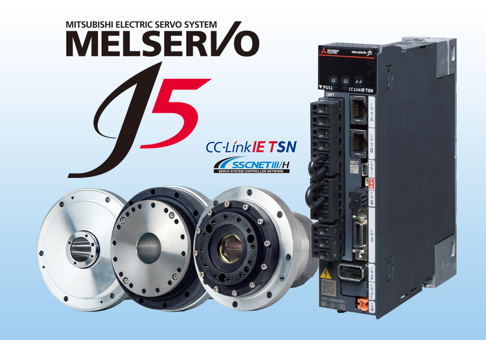 三菱電機株式会社製MELSEVO-J5に対応：HarmonicDrive®ACサーボアクチュエータSHAシリーズ／扁平中空 AC サーボモータ MMA シリーズ